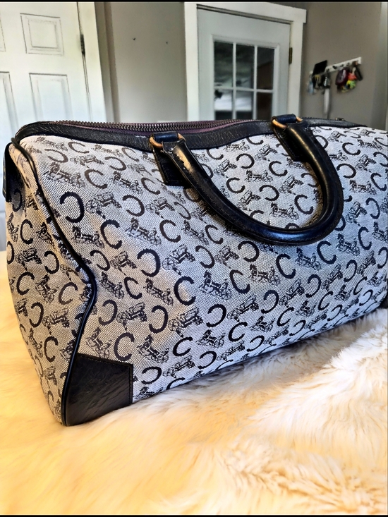 Celine Handbags - Celine Cream & Black Monogram Travel Duffle